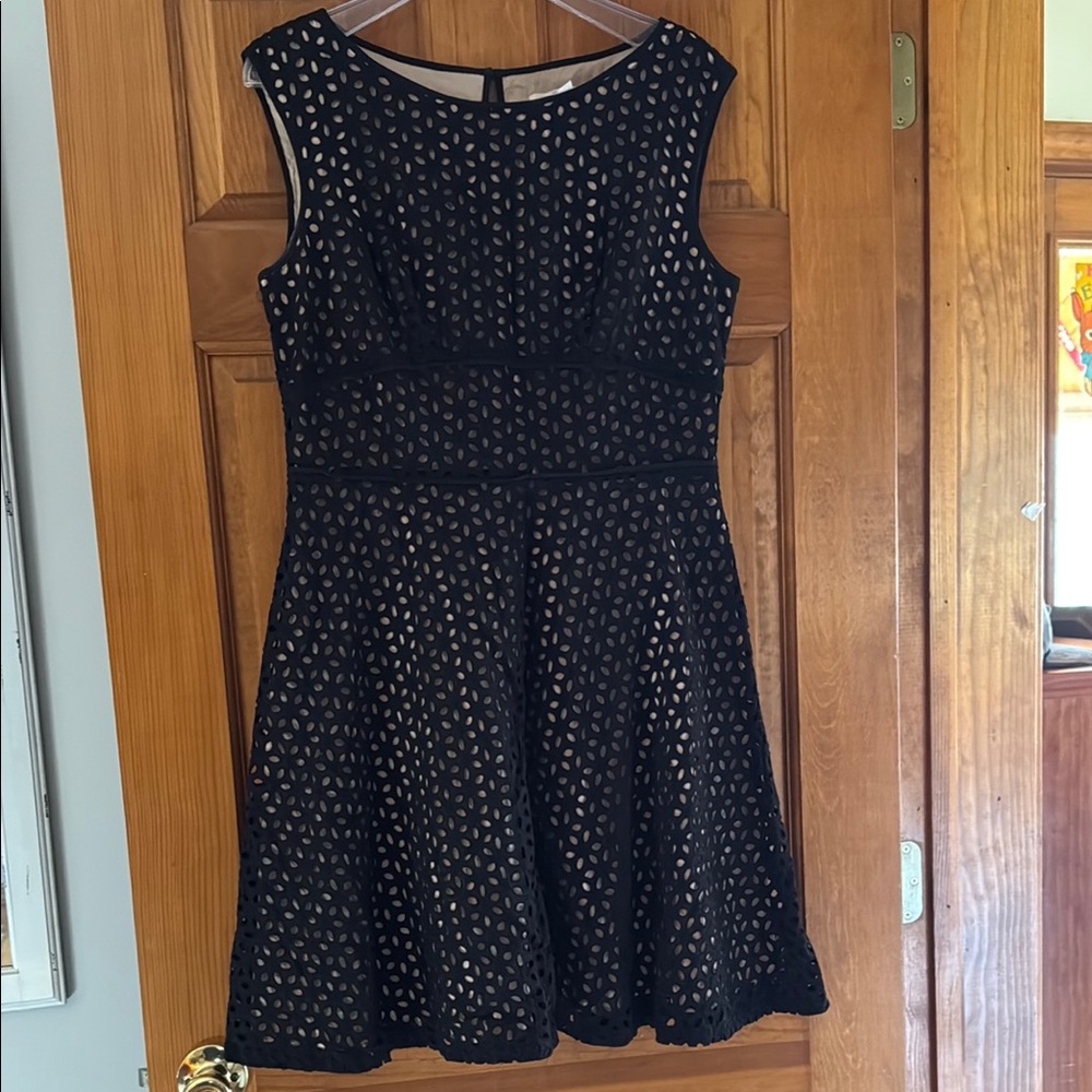 Ann Taylor Loft Eyelet Black Dress, 8